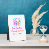Boho Rainbow één verjaardag kinder heldere retro v Fotoplaat (Zijkant)