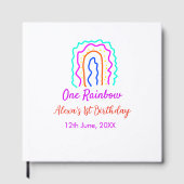 Boho Rainbow één verjaardag kinder heldere retro v Gastenboek (Voorkant)