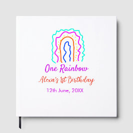 Boho Rainbow één verjaardag kinder heldere retro v Gastenboek