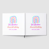 Boho Rainbow één verjaardag kinder heldere retro v Gastenboek (Volledig)