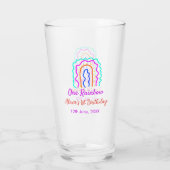 Boho Rainbow één verjaardag kinder heldere retro v Glas (Achterkant)