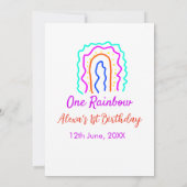 Boho Rainbow één verjaardag kinder heldere retro v Kaart (Achterkant)