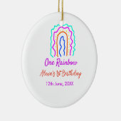 Boho Rainbow één verjaardag kinder heldere retro v Keramisch Ornament (Rechts)