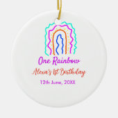Boho Rainbow één verjaardag kinder heldere retro v Keramisch Ornament (Voorkant)