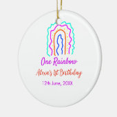 Boho Rainbow één verjaardag kinder heldere retro v Keramisch Ornament (Links)