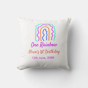 Boho Rainbow één verjaardag kinder heldere retro v Kussen