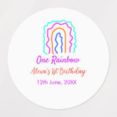 Boho Rainbow één verjaardag kinder heldere retro v Labels (Design 1)