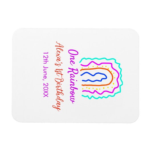 Boho Rainbow één verjaardag kinder heldere retro v Magneet (Horizontaal)