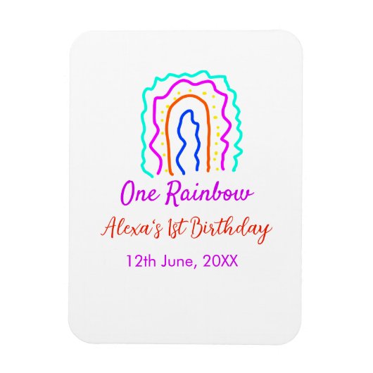 Boho Rainbow één verjaardag kinder heldere retro v Magneet (Verticaal)