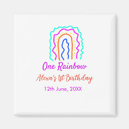 Boho Rainbow één verjaardag kinder heldere retro v Magneet