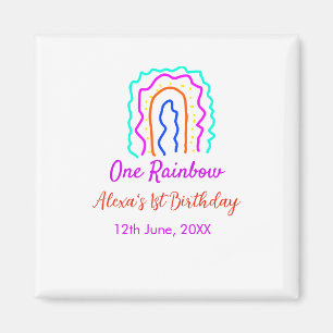 Boho Rainbow één verjaardag kinder heldere retro v Magneet