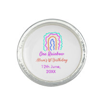 Boho Rainbow één verjaardag kinder heldere retro v