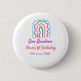 Boho Rainbow één verjaardag kinder heldere retro v Ronde Button 5,7 Cm