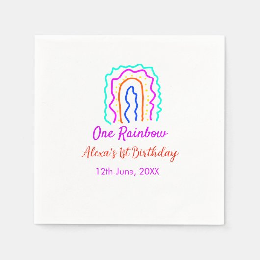 Boho Rainbow één verjaardag kinder heldere retro v Servet (Voorkant)