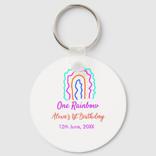Boho Rainbow één verjaardag kinder heldere retro v Sleutelhanger