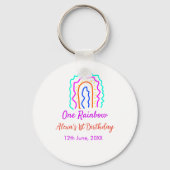 Boho Rainbow één verjaardag kinder heldere retro v Sleutelhanger (Achterkant)