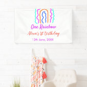 Boho Rainbow één verjaardag kinder heldere retro v Spandoek (Insitu)