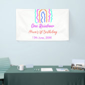 Boho Rainbow één verjaardag kinder heldere retro v Spandoek (Beurs)