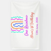 Boho Rainbow één verjaardag kinder heldere retro v Spandoek (Verticaal)