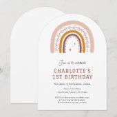 Boho Rainbow eenvoudige 1e verjaardag uitnodiging (Voorkant / Achterkant)