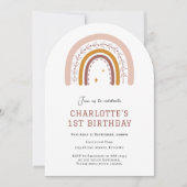 Boho Rainbow eenvoudige 1e verjaardag uitnodiging (Voorkant)