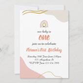 Boho Rainbow eerste verjaardag uitnodiging (Voorkant)