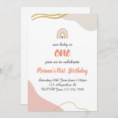 Boho Rainbow eerste verjaardag uitnodiging (Voorkant / Achterkant)