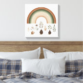 Boho Rainbow en Aardse Botanicals Canvas Afdruk (Insitu (Slaapkamer))