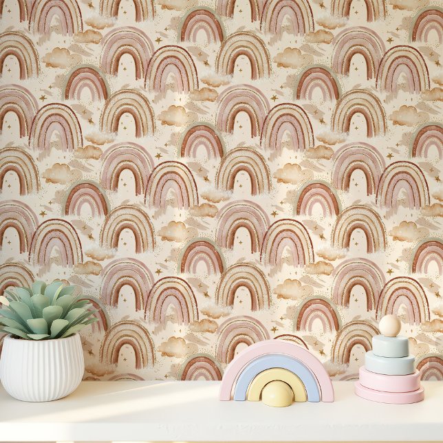 Boho Rainbow en Clouds Nursery Behang (Creator heeft geüpload)