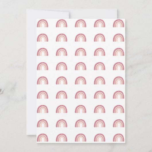 Boho Rainbow en Clouds Pastel Pink Birthday Kaart (Achterkant)
