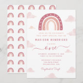 Boho Rainbow en Clouds Pastel Pink Birthday Kaart (Voorkant / Achterkant)