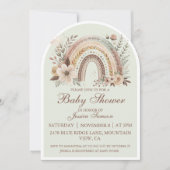 Boho Rainbow en Flowers Baby shower Uitnodiging (Voorkant)