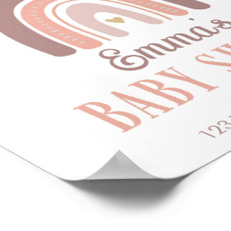 Boho Rainbow en Golden Heart Baby shower Poster