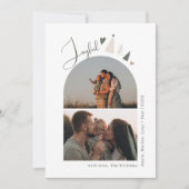 Boho Rainbow en Heart Arch Green Joyful Two Foto Feestdagenkaart (Voorkant)