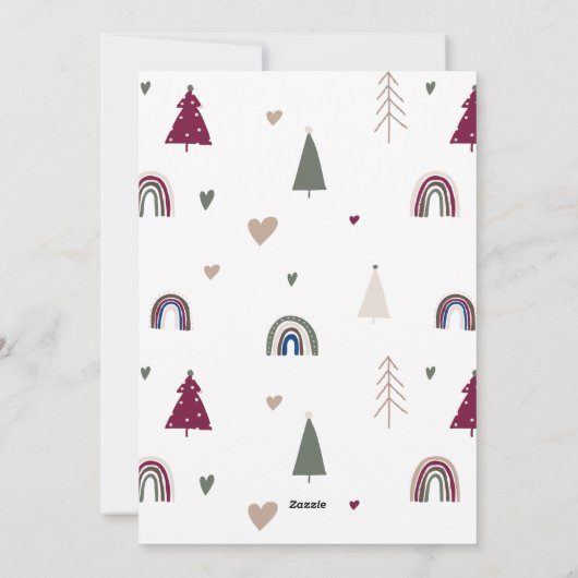 Boho Rainbow en Heart Arch Green Joyful Two Foto Feestdagenkaart (Achterkant)