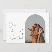 Boho Rainbow en Hearts Arch New Year Five Foto Feestdagenkaart (Voorkant)