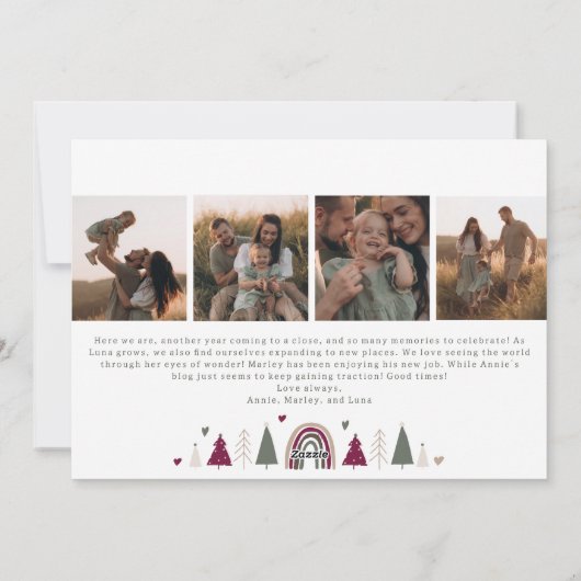 Boho Rainbow en Hearts Arch New Year Five Foto Feestdagenkaart (Achterkant)