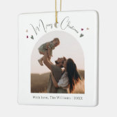 Boho Rainbow en Hearts Arch Vrolijk Kerstfeest Keramisch Ornament (Links)