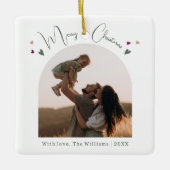 Boho Rainbow en Hearts Arch Vrolijk Kerstfeest Keramisch Ornament (Voorkant)