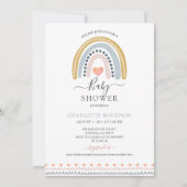Boho Rainbow en Hearts Baby shower Invitation Kaart (Voorkant)