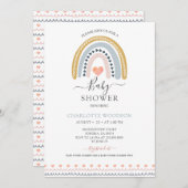 Boho Rainbow en Hearts Baby shower Invitation Kaart (Voorkant / Achterkant)