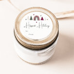 Boho Rainbow en Hearts Happiest Feestdagen om uit  Ronde Sticker<br><div class="desc">Vier het plezier van het seizoen met deze boho regenboog en harten gelukkigste feestdagen van de klassieke ronde sticker. Het unieke en chique bewerkbare script creëer een vleugje charme en individualiteit. Het eenvoudige ontwerp is voorzien van kleurrijke boheemse regenbogen, harten en kerstbomen die een grillige wintersfeer oproepen. Met een strakke,...</div>