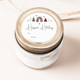 Boho Rainbow en Hearts Happiest Feestdagen om uit  Ronde Sticker