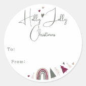 Boho Rainbow en Hearts Holly Jolly vanaf nu verkri Ronde Sticker (Voorkant)