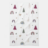 Boho Rainbow en Hearts Kerst Keuken Handdoek (Verticaal)
