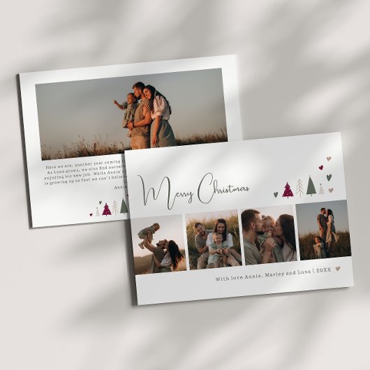 Boho Rainbow en Hearts Merry Christmas Five Foto Feestdagenkaart