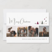 Boho Rainbow en Hearts Merry Christmas Five Foto Feestdagenkaart (Voorkant)