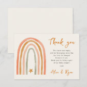 Boho Rainbow en Star Baby shower Bedankkaart (Voorkant / Achterkant)