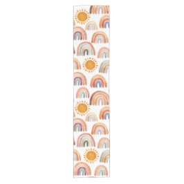 Boho Rainbow en Sun Waterverf Korte Tafelloper