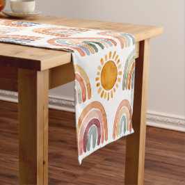 Boho Rainbow en Sun Waterverf Korte Tafelloper